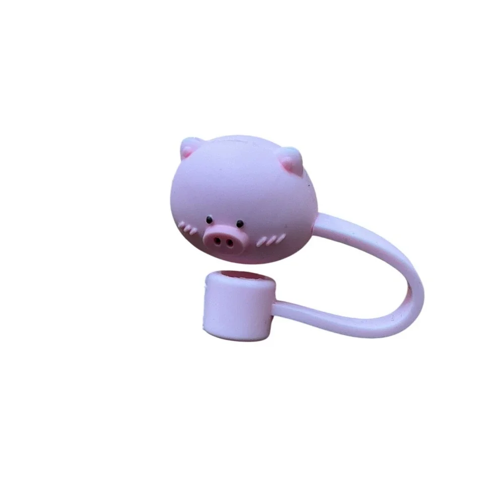 Cute Animal Straw‎ Covers Fox Pig Penguin Silicone Reusable Drink Accessories